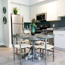 a model kitchen at The Harrison located in Asheville, NC