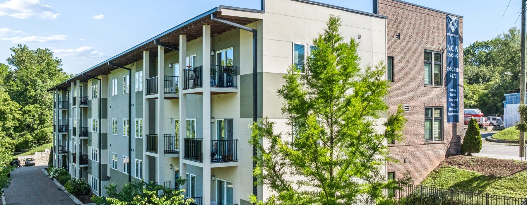 a building with trees in front of it